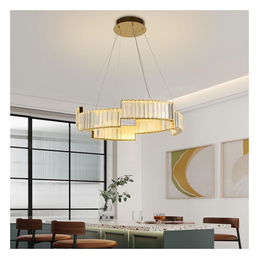 LED Prigušivi kristalni luster na sajli LED/40W/230V 3000-6500K zlatna + Daljinski upravljač