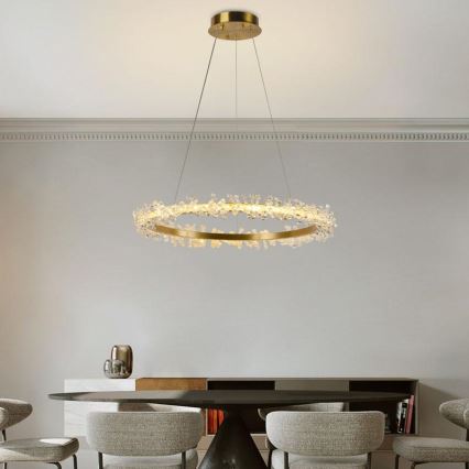 LED Prigušivi kristalni luster na sajli LED/40W/230V 3000-6500K zlatna + Daljinski upravljač