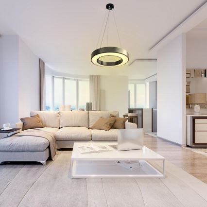 LED Prigušivi luster na sajli LED/45W/230V 3000-6500K crno + Daljinski upravljač