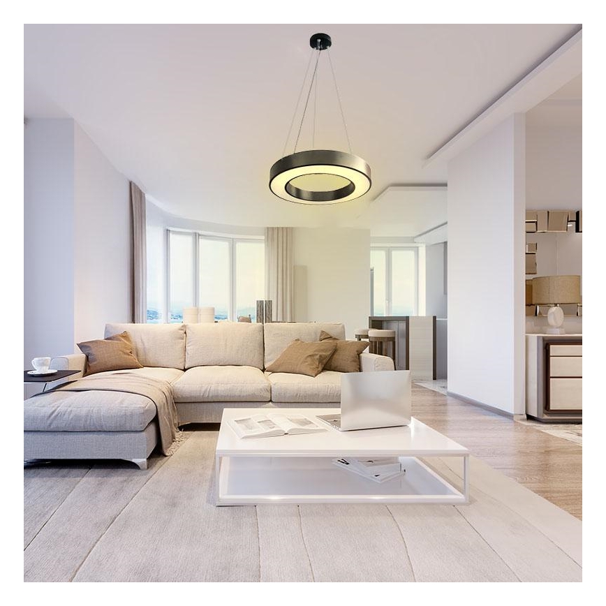LED Prigušivi luster na sajli LED/45W/230V 3000-6500K crno + Daljinski upravljač