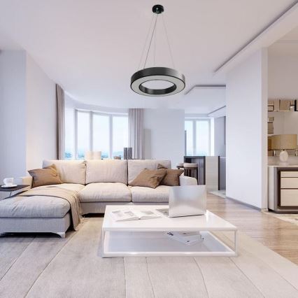 LED Prigušivi luster na sajli LED/45W/230V 3000-6500K crno + Daljinski upravljač