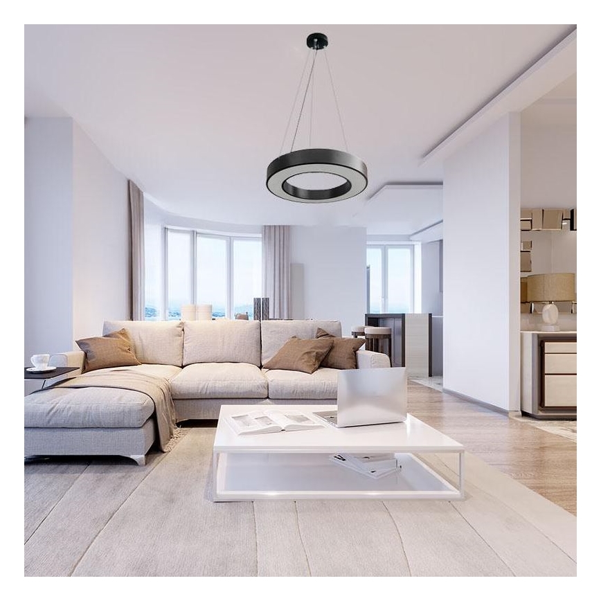 LED Prigušivi luster na sajli LED/45W/230V 3000-6500K crno + Daljinski upravljač