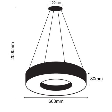 LED Prigušivi luster na sajli LED/45W/230V 3000-6500K crno + Daljinski upravljač