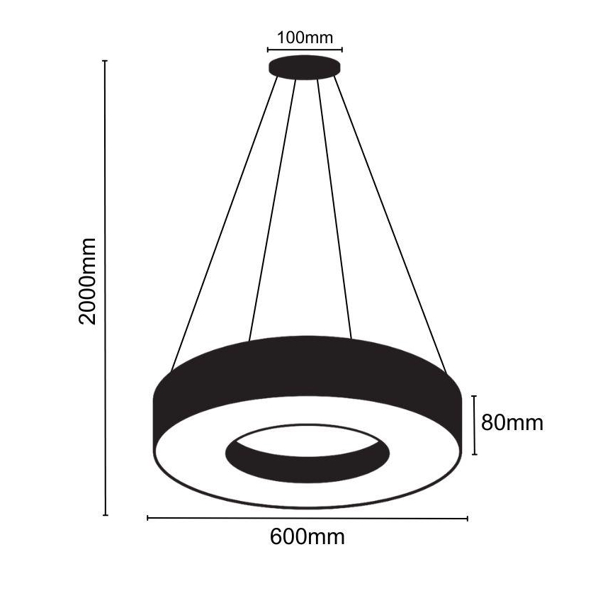 LED Prigušivi luster na sajli LED/45W/230V 3000-6500K crno + Daljinski upravljač