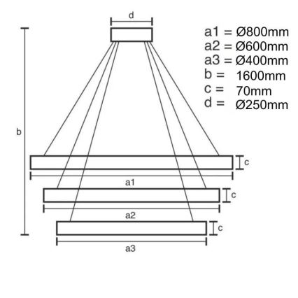 LED Prigušivi luster na sajli LED/45W/230V 3000-6500K + Daljinski upravljač