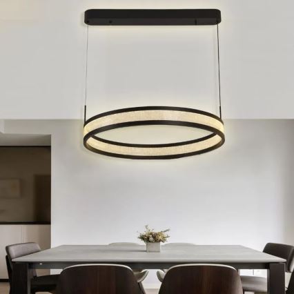 LED Prigušivi luster na sajli LED/45W/230V 3000-6500K crno + Daljinski upravljač