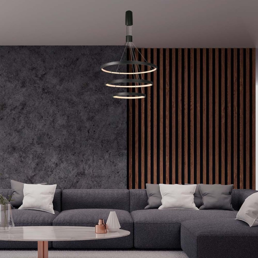 LED Prigušivi luster na sajli LED/46W/230V 3000K crno