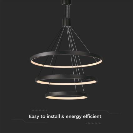 LED Prigušivi luster na sajli LED/46W/230V 3000K crno