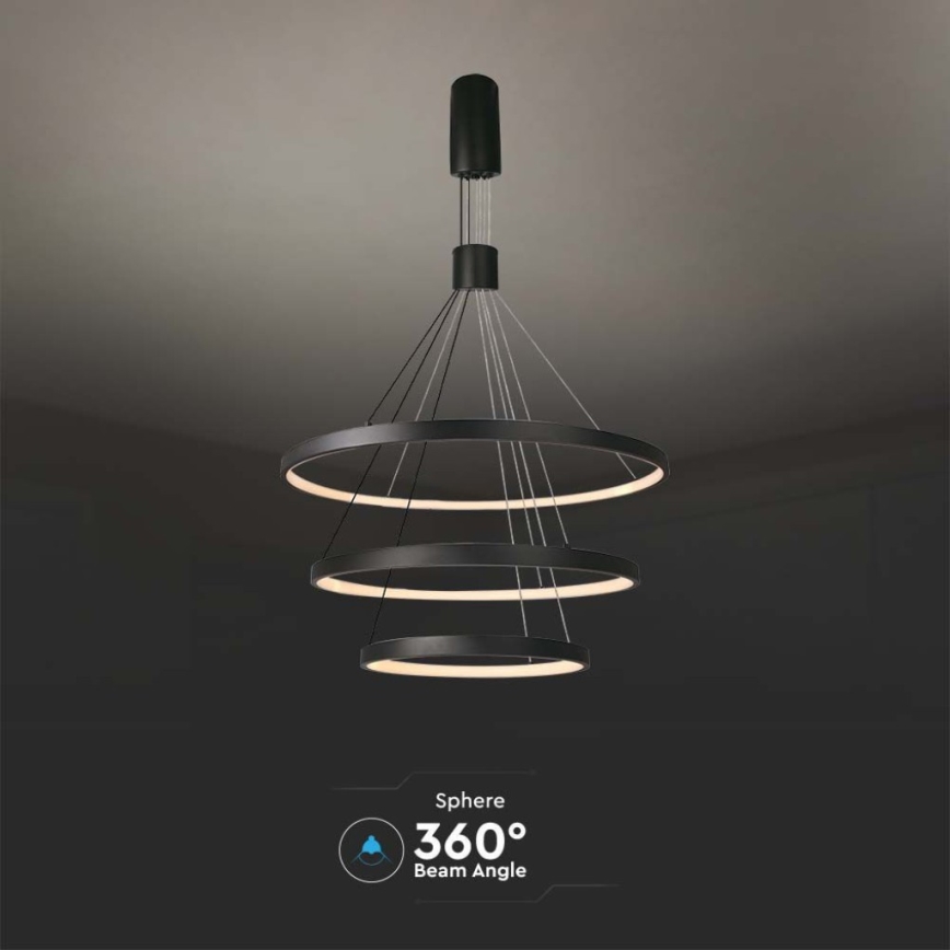 LED Prigušivi luster na sajli LED/46W/230V 3000K crno