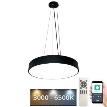 LED Prigušivi luster na sajli LED/50W/230V 3000-6500K crno + Daljinski upravljač