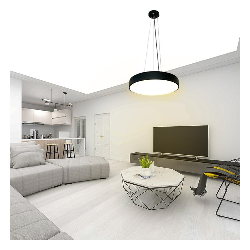 LED Prigušivi luster na sajli LED/50W/230V 3000-6500K crno + Daljinski upravljač