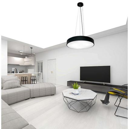 LED Prigušivi luster na sajli LED/50W/230V 3000-6500K crno + Daljinski upravljač