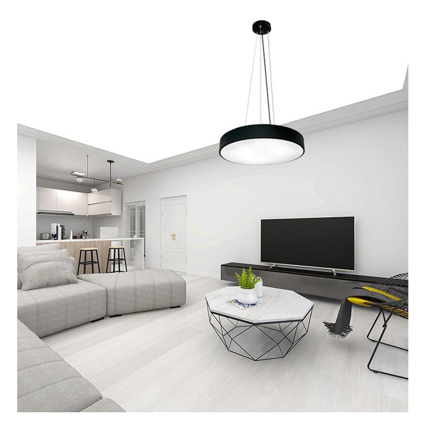 LED Prigušivi luster na sajli LED/50W/230V 3000-6500K crno + Daljinski upravljač