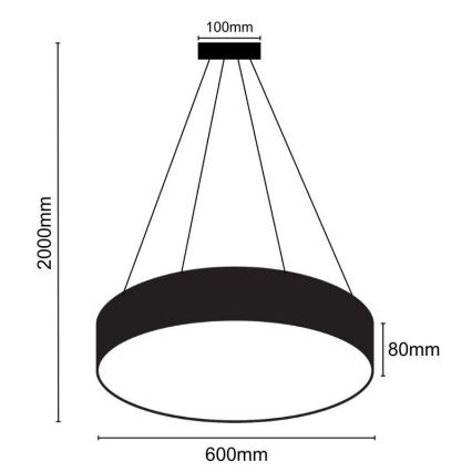 LED Prigušivi luster na sajli LED/50W/230V 3000-6500K crno + Daljinski upravljač