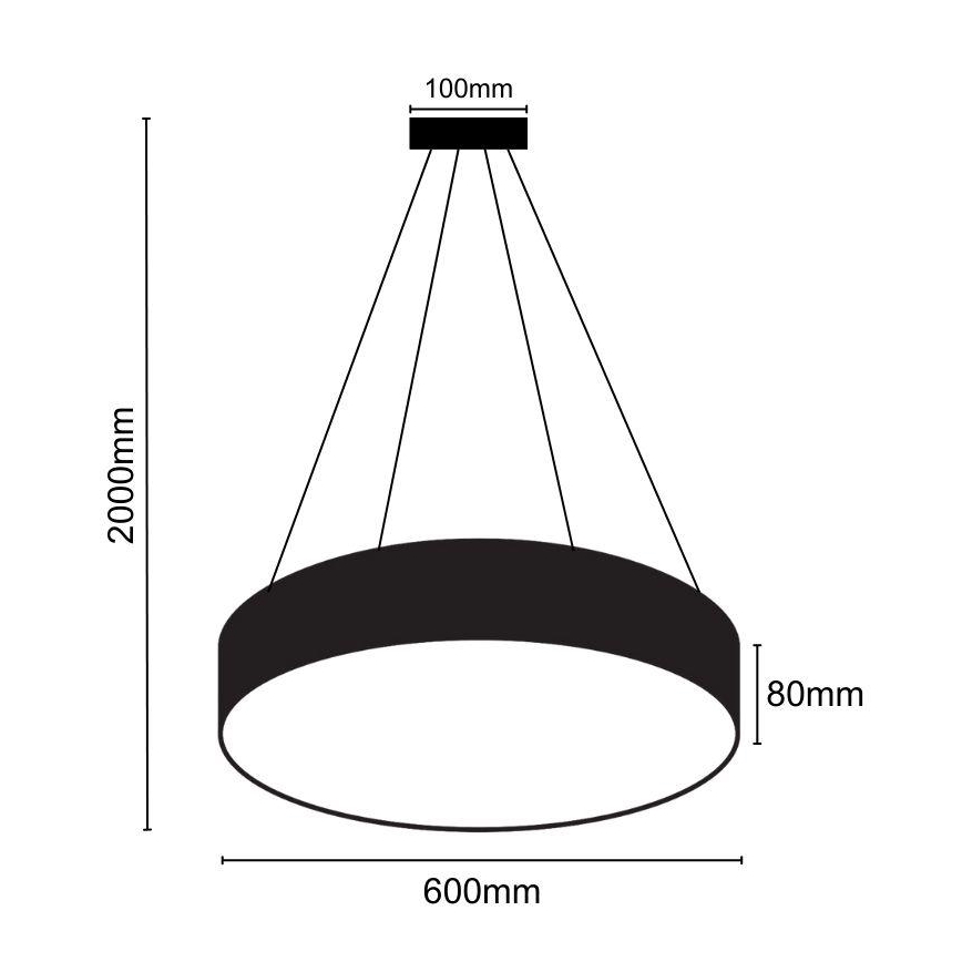 LED Prigušivi luster na sajli LED/50W/230V 3000-6500K crno + Daljinski upravljač