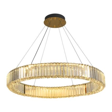 LED Prigušivi kristalni luster na sajli LED/50W/230V 3000-6500K krom/zlatna + Daljinski upravljač