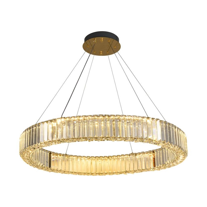 LED Prigušivi kristalni luster na sajli LED/50W/230V 3000-6500K krom/zlatna + Daljinski upravljač