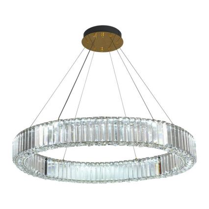 LED Prigušivi kristalni luster na sajli LED/50W/230V 3000-6500K krom/zlatna + Daljinski upravljač