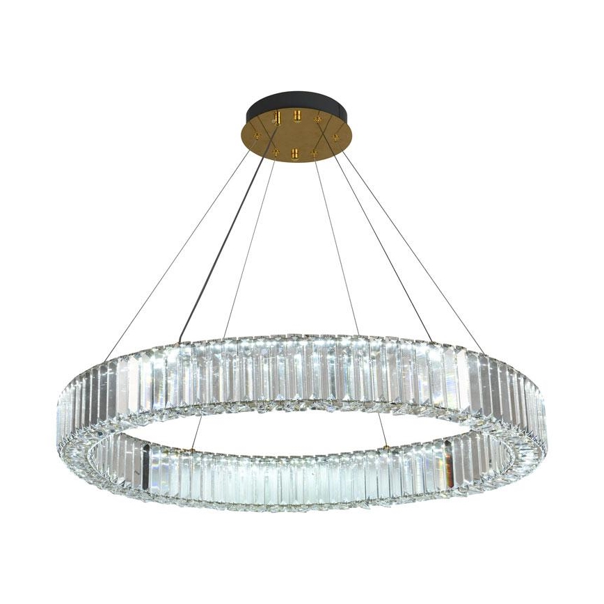 LED Prigušivi kristalni luster na sajli LED/50W/230V 3000-6500K krom/zlatna + Daljinski upravljač