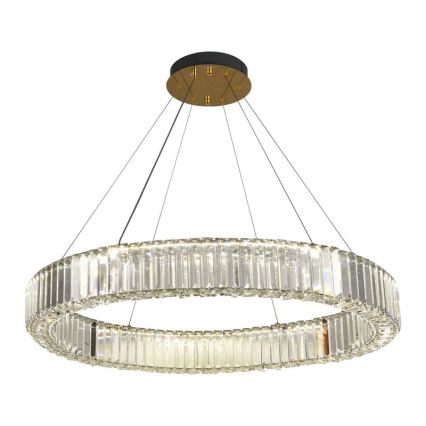 LED Prigušivi kristalni luster na sajli LED/50W/230V 3000-6500K krom/zlatna + Daljinski upravljač