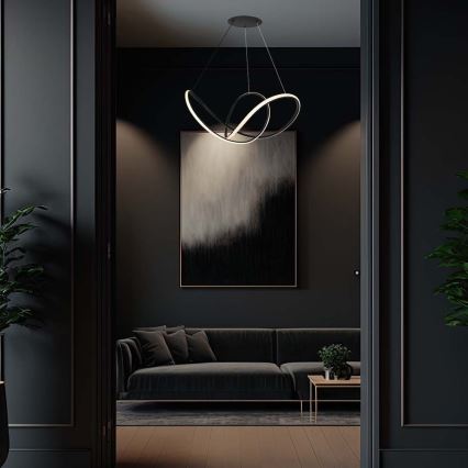 LED Prigušivi luster na sajli LED/50W/230V 3000K crno