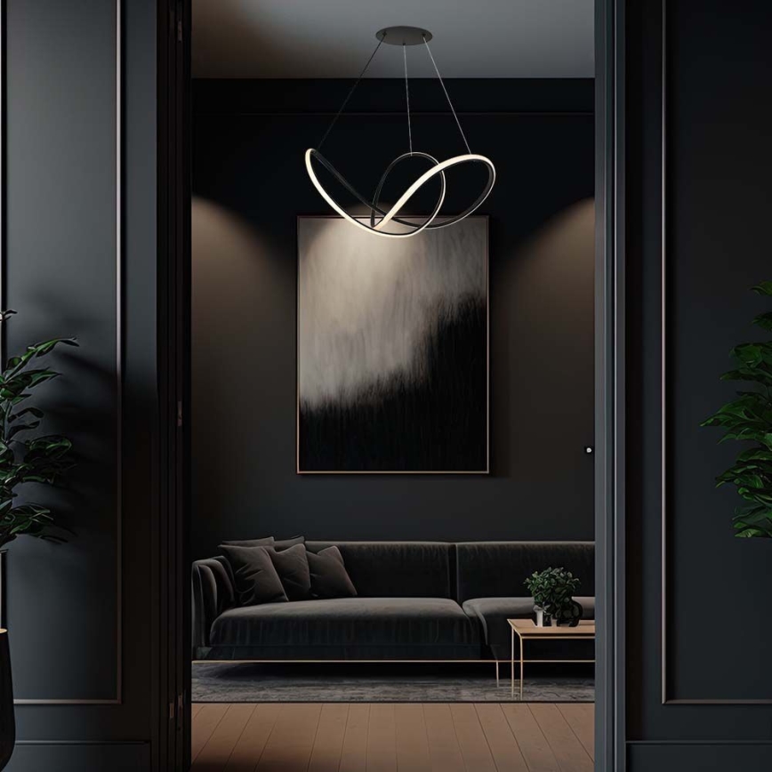 LED Prigušivi luster na sajli LED/50W/230V 3000K crno