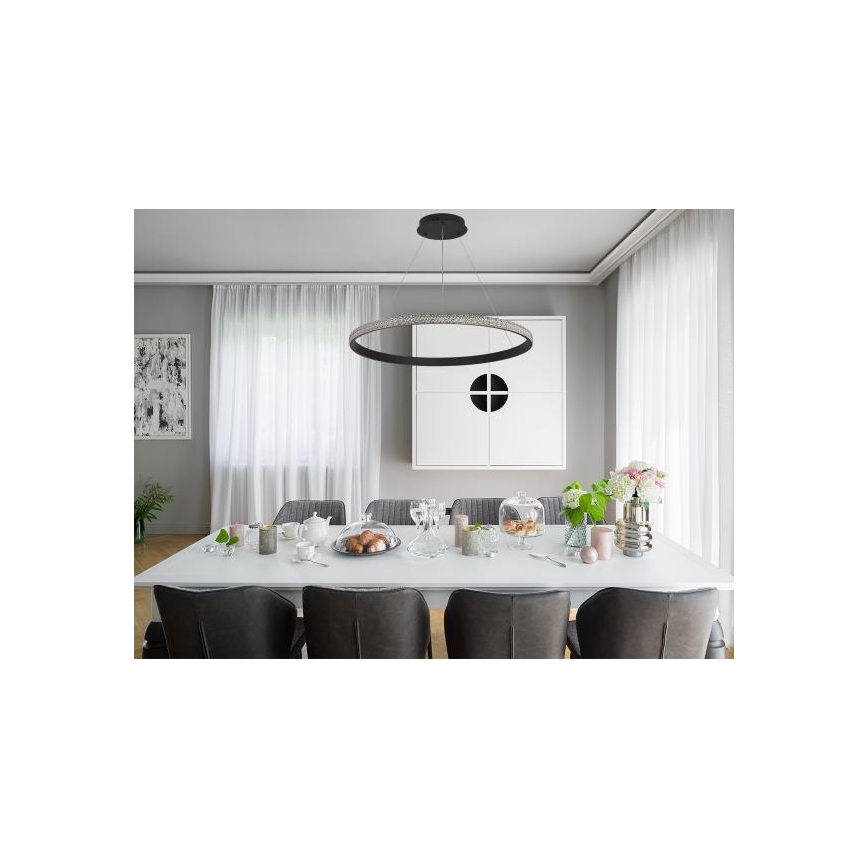 LED Prigušivi luster na sajli LED/55W/230V 3000-6500K pr. 80 cm + Daljinski upravljač