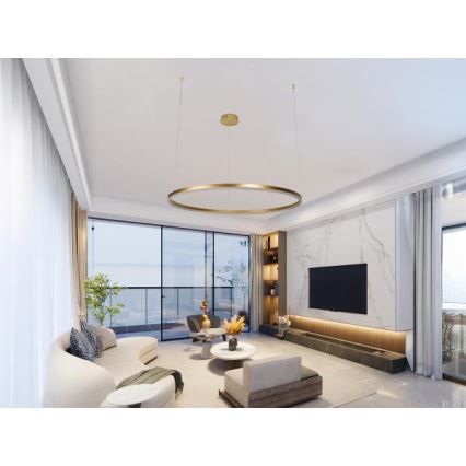 LED Prigušivi luster na sajli LED/55W/230V 3000-6500K pr. 80 cm + Daljinski upravljač
