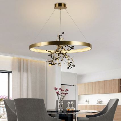 LED Prigušivi luster na sajli LED/55W/230V 3000-6500K zlatna + Daljinski upravljač