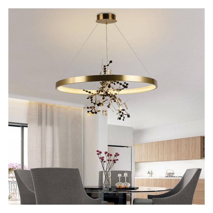 LED Prigušivi luster na sajli LED/55W/230V 3000-6500K zlatna + Daljinski upravljač