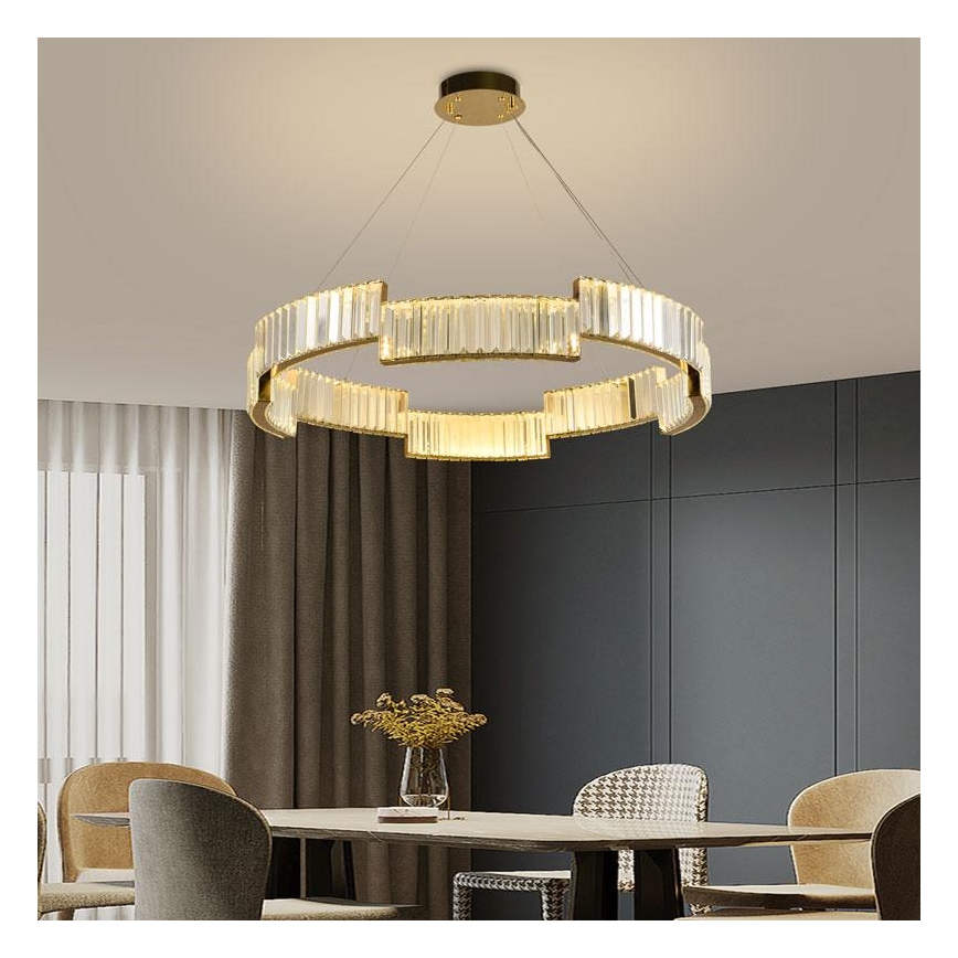 LED Prigušivi kristalni luster na sajli LED/60W/230V 3000-6500K zlatna + Daljinski upravljač