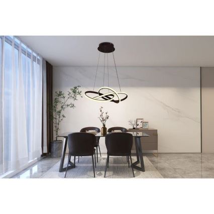 LED Prigušivi luster na sajli LED/65W/230V 3000-6500K pr. 48 cm braon + Daljinski upravljač