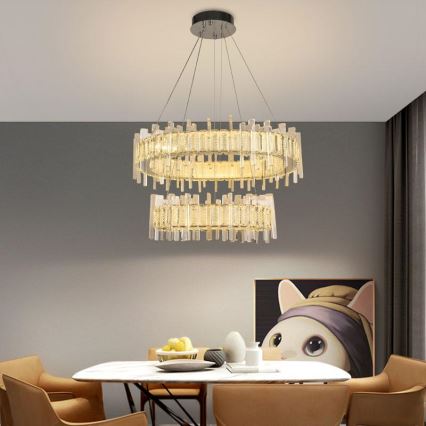 LED Prigušivi kristalni luster na sajli LED/65W/230V 3000-6500K + Daljinski upravljač