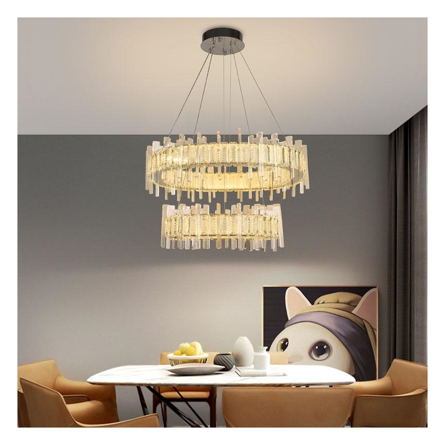 LED Prigušivi kristalni luster na sajli LED/65W/230V 3000-6500K + Daljinski upravljač