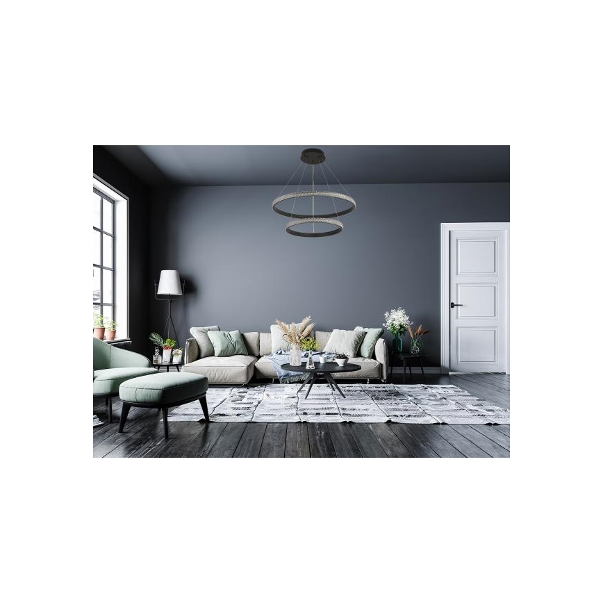 LED Prigušivi luster na sajli LED/65W/230V 3000-6500K pr. 60 cm + Daljinski upravljač