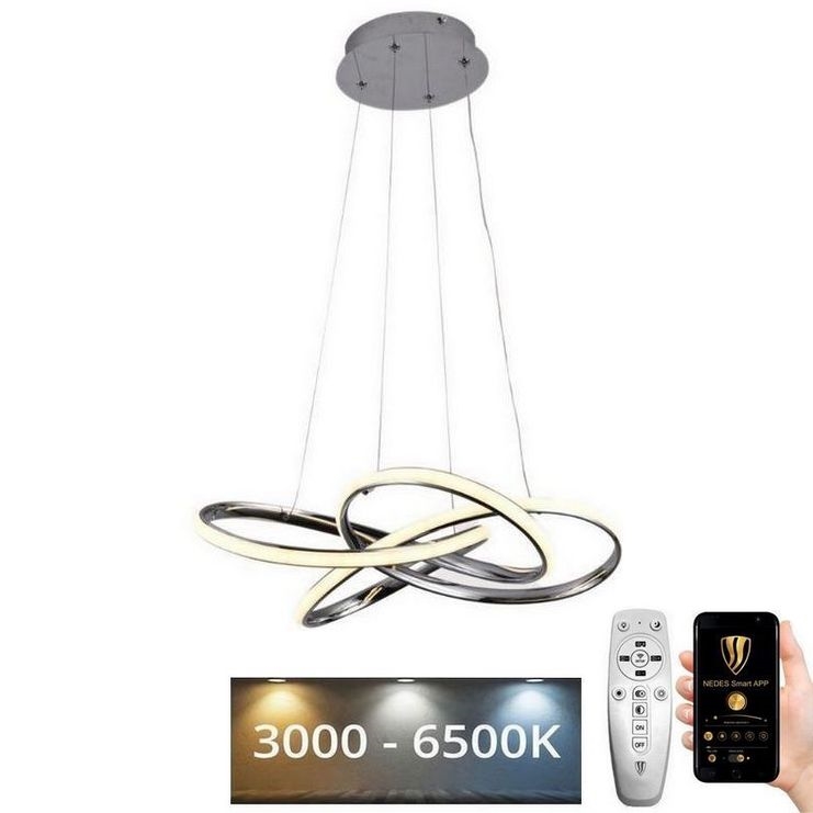 LED Prigušivi luster na sajli LED/65W/230V 3000-6500K krom + Daljinski upravljač