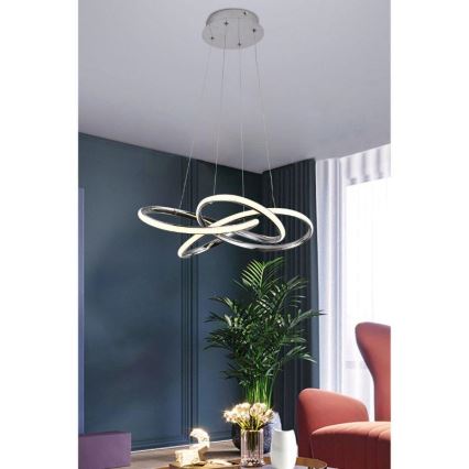 LED Prigušivi luster na sajli LED/65W/230V 3000-6500K krom + Daljinski upravljač