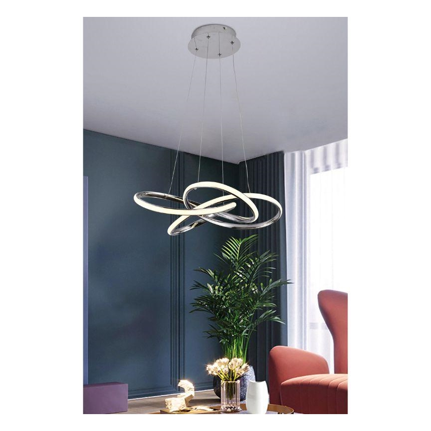 LED Prigušivi luster na sajli LED/65W/230V 3000-6500K krom + Daljinski upravljač