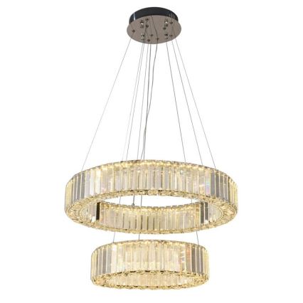 LED Prigušivi kristalni luster na sajli LED/65W/230V 3000-6500K sjajni krom + Daljinski upravljač
