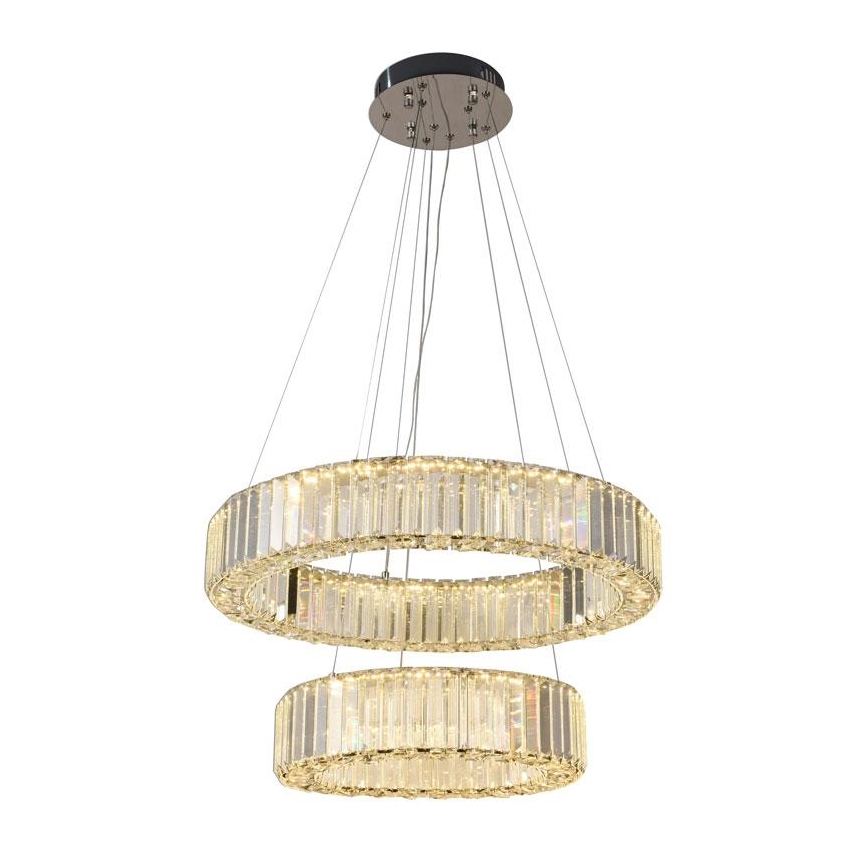 LED Prigušivi kristalni luster na sajli LED/65W/230V 3000-6500K sjajni krom + Daljinski upravljač