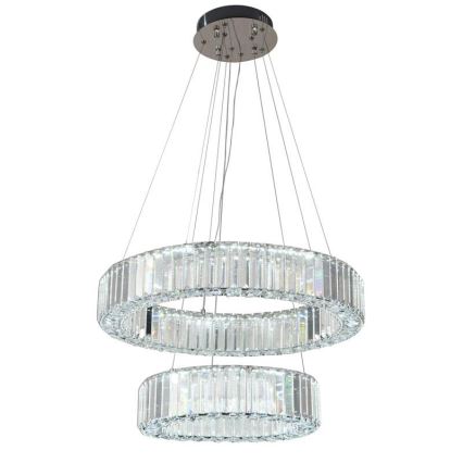 LED Prigušivi kristalni luster na sajli LED/65W/230V 3000-6500K sjajni krom + Daljinski upravljač