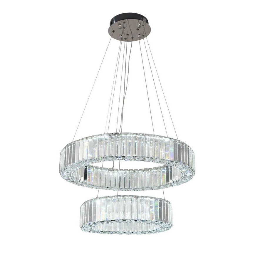 LED Prigušivi kristalni luster na sajli LED/65W/230V 3000-6500K sjajni krom + Daljinski upravljač