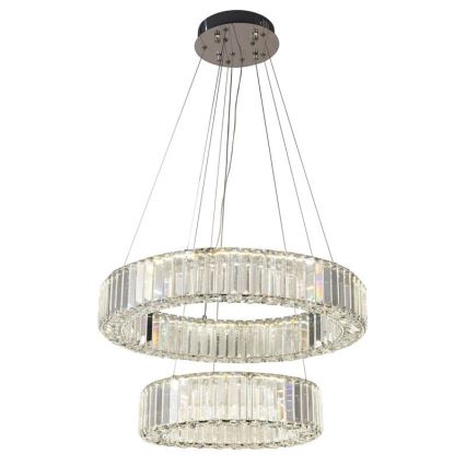 LED Prigušivi kristalni luster na sajli LED/65W/230V 3000-6500K sjajni krom + Daljinski upravljač