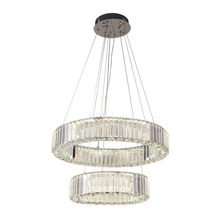 LED Prigušivi kristalni luster na sajli LED/65W/230V 3000-6500K sjajni krom + Daljinski upravljač