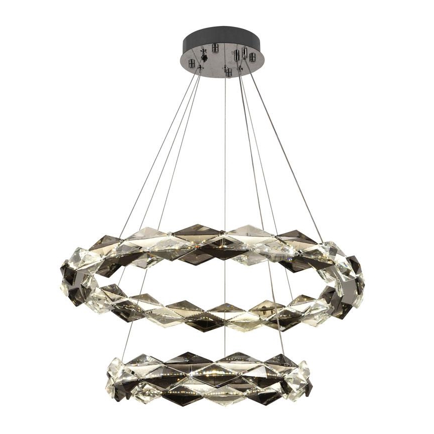 LED Prigušivi kristalni luster na sajli LED/65W/230V 3000-6500K sjajni krom + Daljinski upravljač