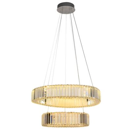 LED Prigušivi kristalni luster na sajli LED/65W/230V 3000-6500K sjajni krom + Daljinski upravljač