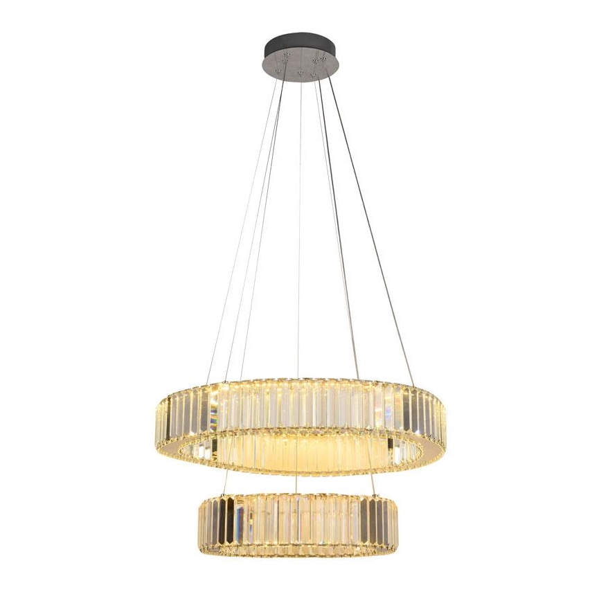 LED Prigušivi kristalni luster na sajli LED/65W/230V 3000-6500K sjajni krom + Daljinski upravljač