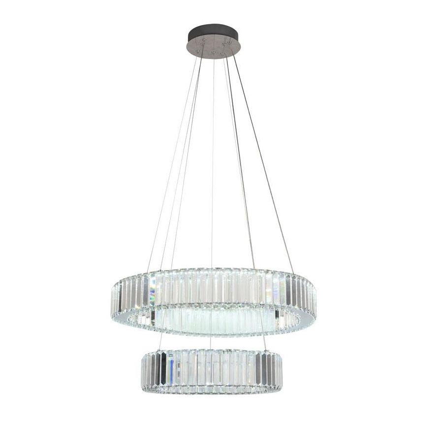 LED Prigušivi kristalni luster na sajli LED/65W/230V 3000-6500K sjajni krom + Daljinski upravljač