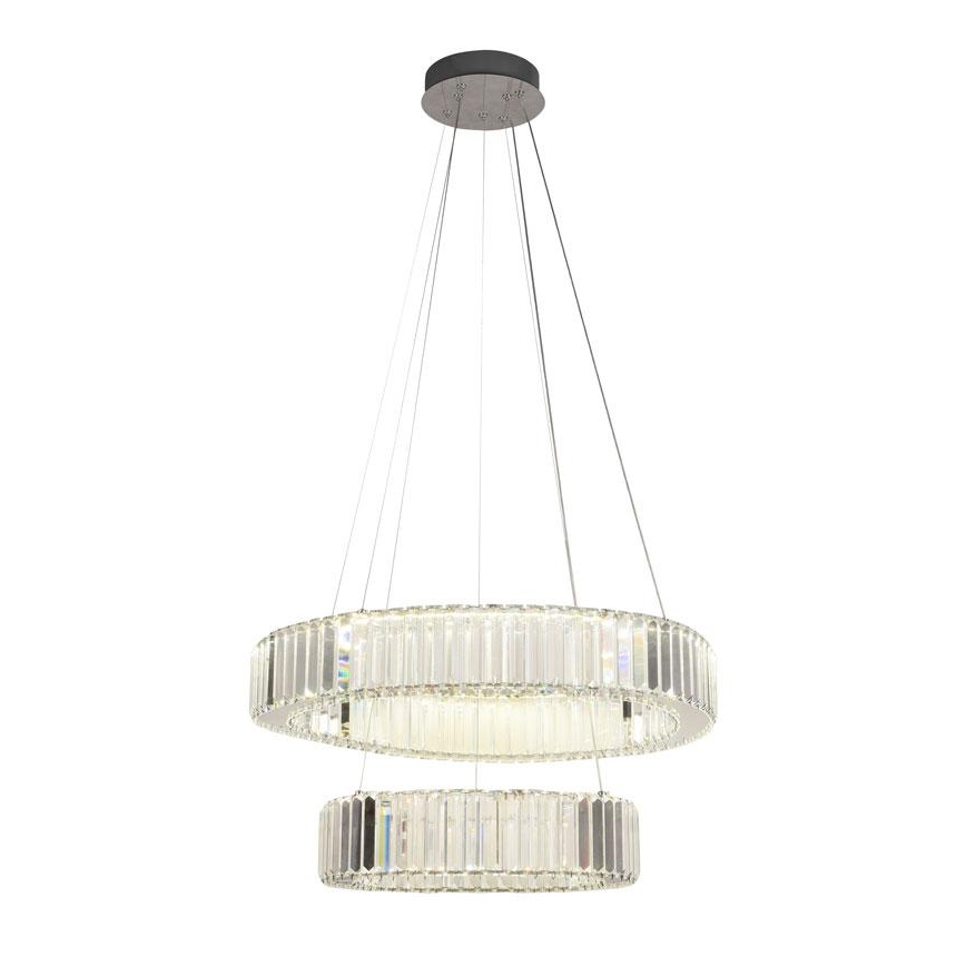 LED Prigušivi kristalni luster na sajli LED/65W/230V 3000-6500K sjajni krom + Daljinski upravljač