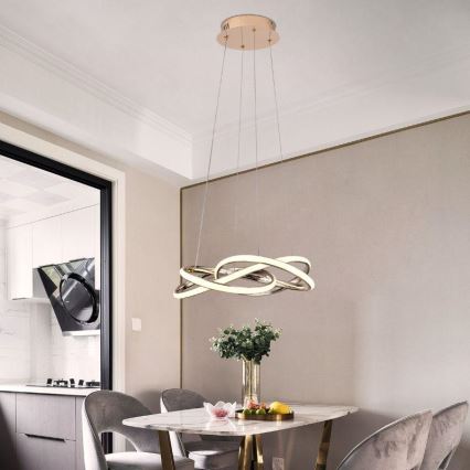 LED Prigušivi luster na sajli LED/65W/230V 3000-6500K zlatna + Daljinski upravljač